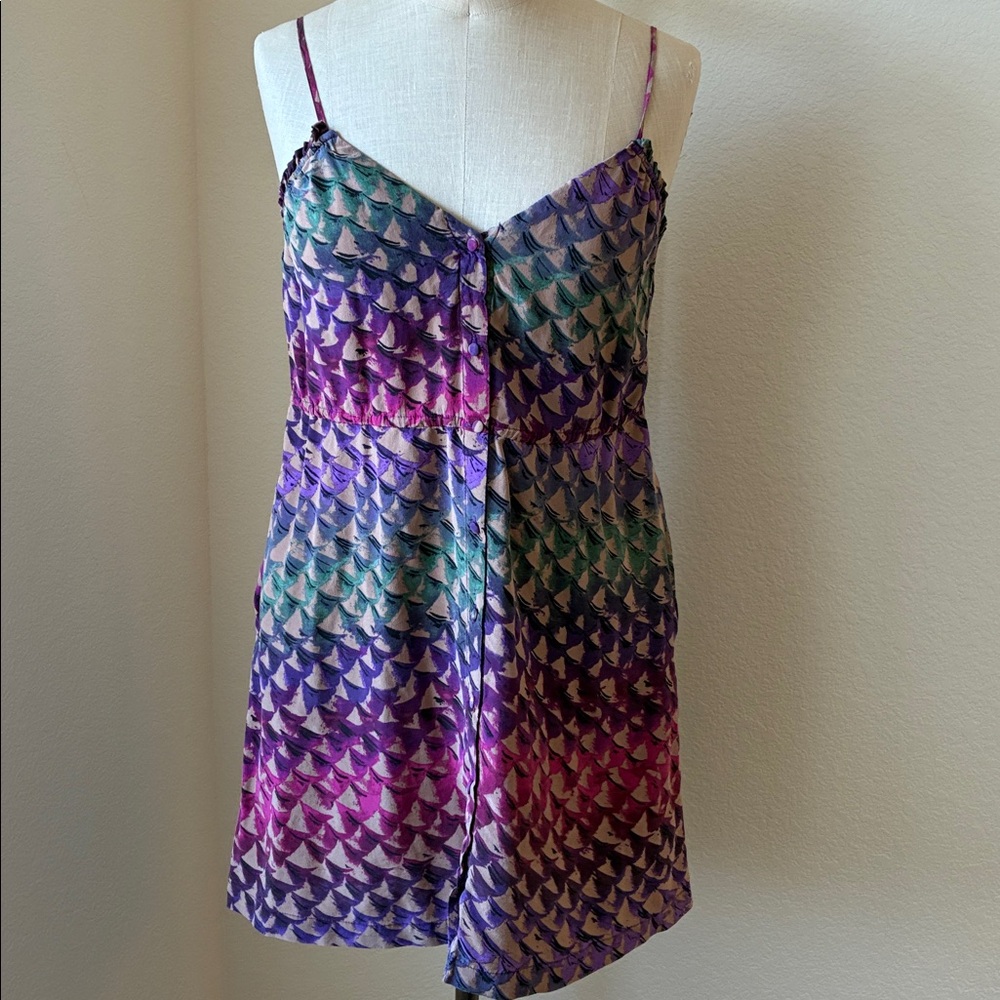 100% silk geometric tribal slip dress Ecote OU boho 90s quirky southwest western